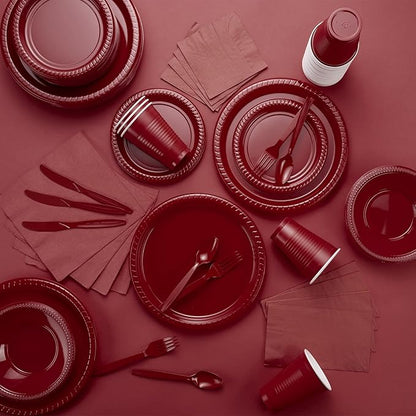 100 Pack Burgundy Beverage Napkins, Big Party Pack, 2 Ply, Ideal for Wedding, Party, Birthday, Dinner, Lunch, Cocktails. (5” x 5”) by Amcrate