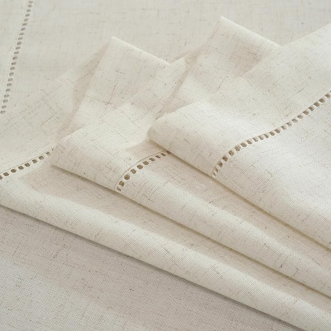 Linen Blend Handmade Hemstitched Tablecloth - Image 3