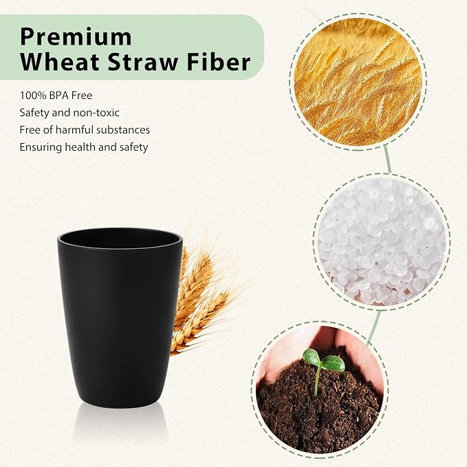 Lazycorner Wheat Straw Cup 12 Pcs Drinking Unbreakable Drinking Cup Reusable - Image 3