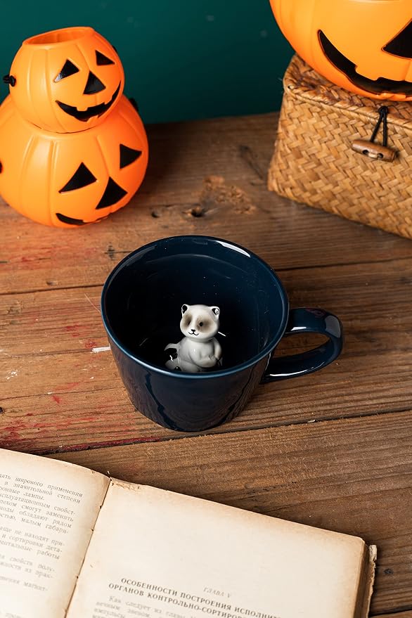 DIHOclub Racoon Ceramic Cup Hidden 3D Animal Inside Mug, Cute Cartoon Handmade - Image 4