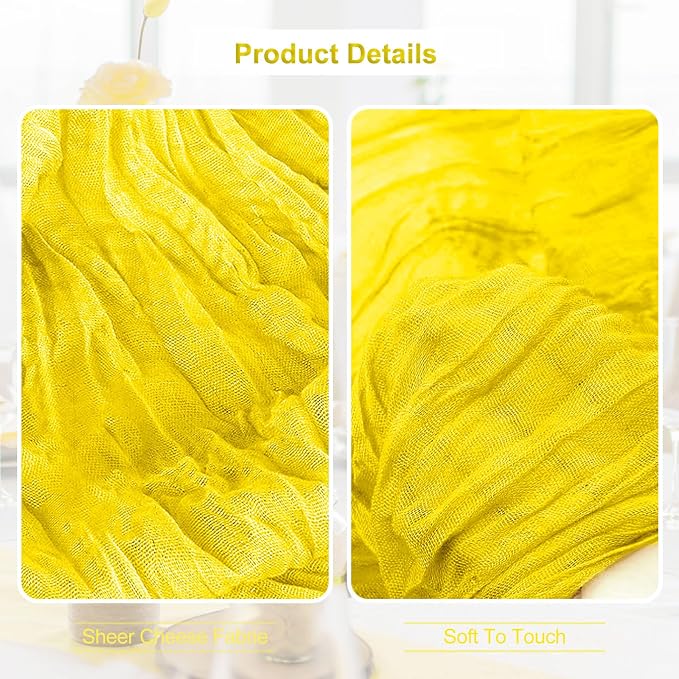 6 Pack Yellow Cheesecloth Table Runner 35x120 Inch 10Ft Rustic Gauze Cheese - Image 2