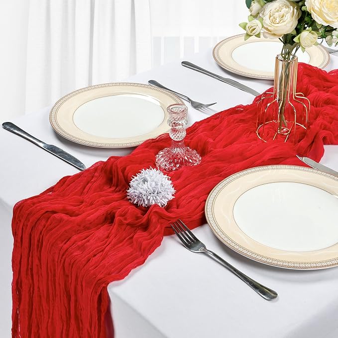 10 Pack 17 x 108 Inch Red Table Runner Cheesecloth | Gauze Cheese Cloth - Image 4