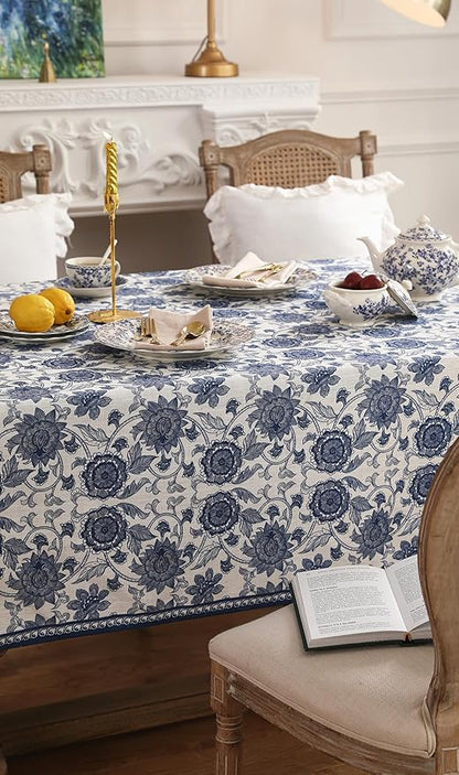 patdrea Designer Small Blue Tablecloth for Rectangle Table,Vintage Paisley Pattern Table Cloth,Decor Floral Cover Cloth for Kitchen Dining Christmas,Thanksgiving,Party,55"x71"-Lantang a