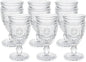 Kingrol Vintage Goblet Glasses Set of 6, 10 oz Heavy-Duty Pressed Glass Water by Kingrol