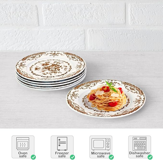 Salad Plates, 8.5 Inch Floral Plate, Microwave Safe, Dessert Porcelain Serving - Image 4