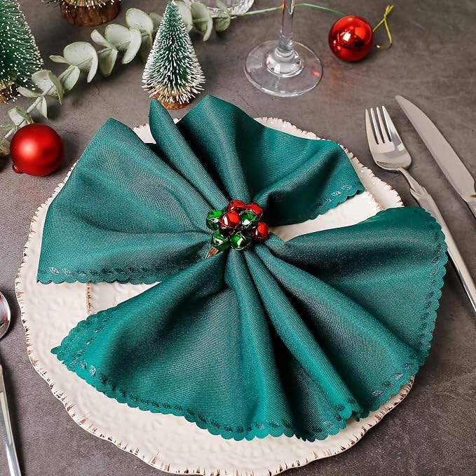 wonlex Christmas Bell Napkin Rings Set of 6, Jingle Bells Napkin Ring Buckle - Image 3