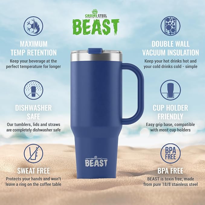 Beast 50 oz Tumbler with Handle Stainless Steel Vacuum Insulated Coffee Ice Cup - Image 6