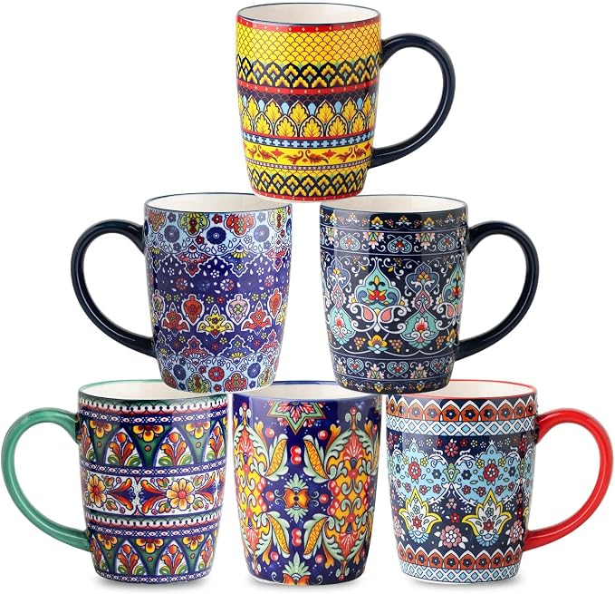 glowworm Ceramic Coffee Mugs Set of 6, 16 oz Mug by GLOWWORM