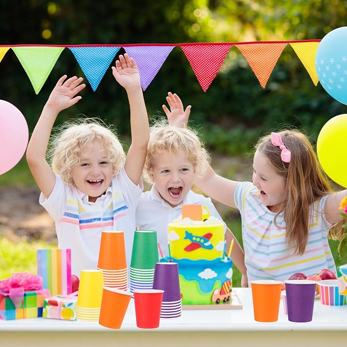 120-Pack 9 oz Rainbow paper cups, Disposable Colorful Paper Cups, Suitable - Image 5