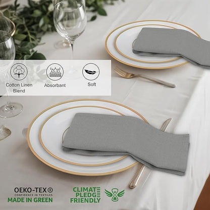 Ruvanti Linen Napkins Set of 12, 18x18 Cloth Napkins, Cotton Linen Blend Napkins Cloth Washable, Soft, Reusable Dinner Napkins for Wedding, Parties, Christmas, Thanksgiving, Everyday Use - Wild Dove