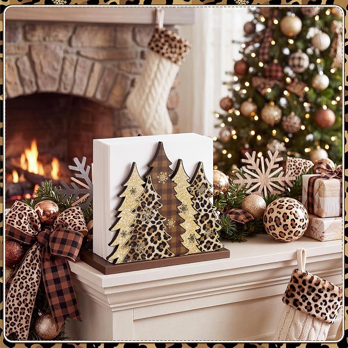 Leopard Print Christmas Tree Napkin Holder - Image 5