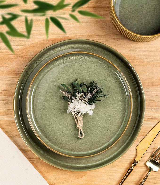 Ceramic Dinnerware Set for 6, 18-Piece Plates and Bowls Set | Lightweight - Image 2