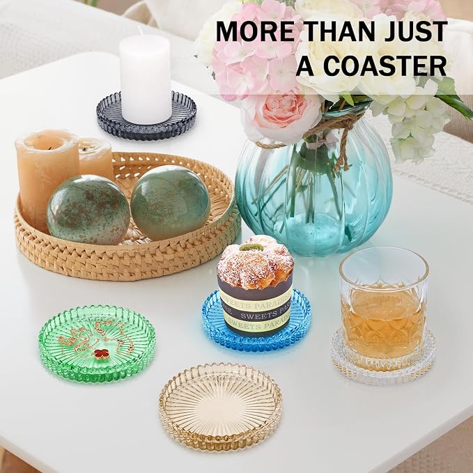 Modern Clear Glass Coasters Set of 6, Cute Coasters Table Mats - Image 6