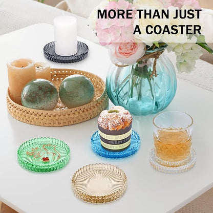 Modern Clear Glass Coasters Set of 6, Cute Coasters Table Mats - Image 6