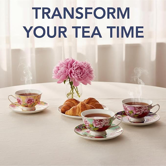 BTaT- Floral Tea Cups and Saucers, 8 oz - Image 5