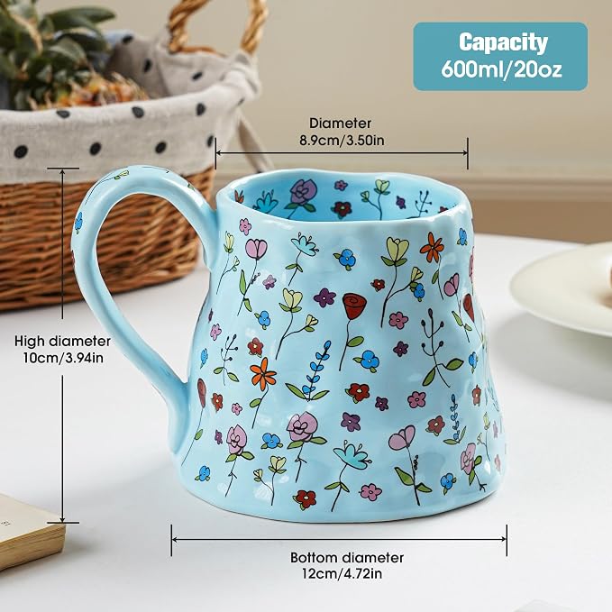 Ceramic Coffee Mug, 20oz Blue Large Mugs - Image 2