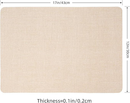 Heat Resistant Placemats Set of 2, 17x12in Waterproof Wipeable Faux Leather Non Slip Table Mats, Easy to Clean, Stain Resistant, for Kitchen Dining Room– Ivory Beige