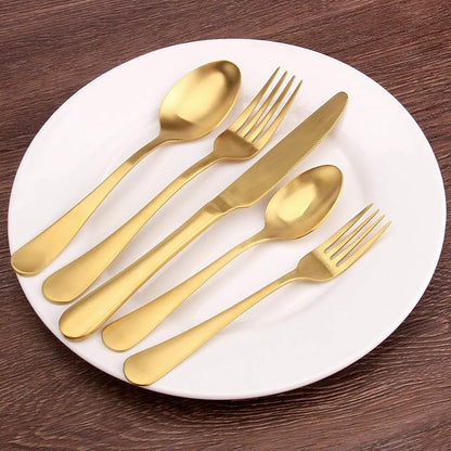 Matte Gold Silverware Set, Satin Finish 20-Piece Stainless Steel Flatware Set - Image 6