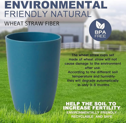 Wrova Wheat Straw Cups 6 PCS Good Alternative to Plastic Reusable Cups 12 oz - Image 7