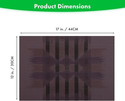 Winknowl Placemats Set of 8, Heat Resistant Stain Resistant Woven Vinyl Insulation Place mats, Durable Washable Elegant Table Mats for Kitchen Dining Table Decor (Geometric Purple)