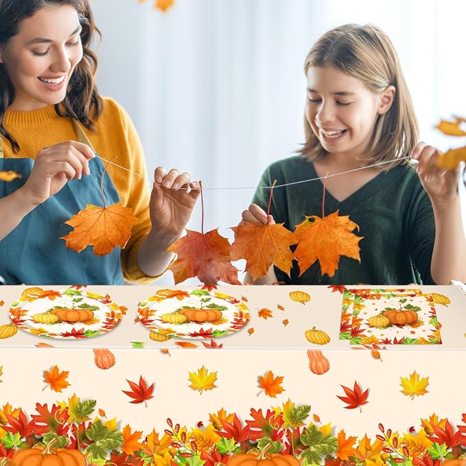 41Pcs Thanksgiving Party Decorations, Fall Paper Plates Napkins Tablecloth - Image 6