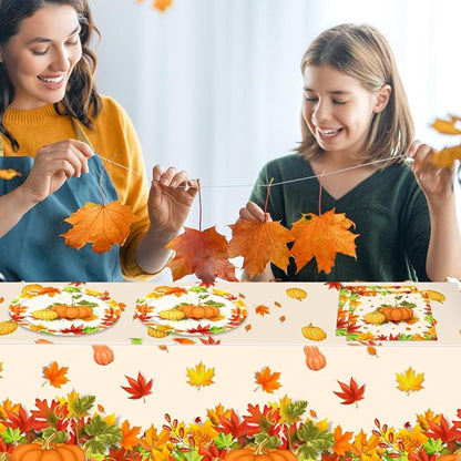 41Pcs Thanksgiving Party Decorations, Fall Paper Plates Napkins Tablecloth - Image 6