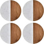 I-LAN Set of 4 Round Natural Wood and Marble Style Drink Coasters for Coffee Wooden Table, Drink Bar Coaster Set/Tea Table Coasters for Living Room,Beer Cans,Bar Glasses,4 x 4 Inch