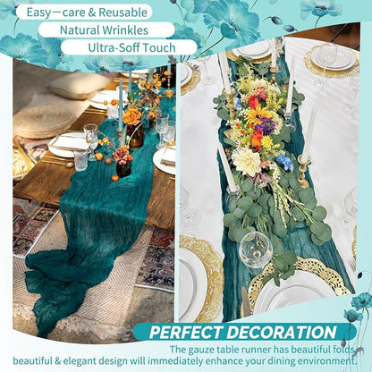 Showgeous 18 Pack Teal Cheesecloth Table Runner, 17 x 108 Inches | Boho - Image 6