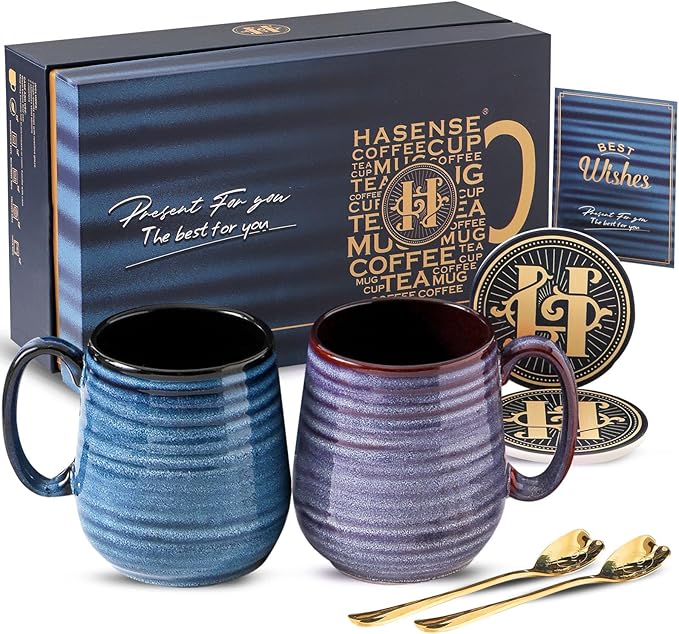 HASENSE Ceramic Coffee Mug Set, 20 Oz Tea Cups by Hasense