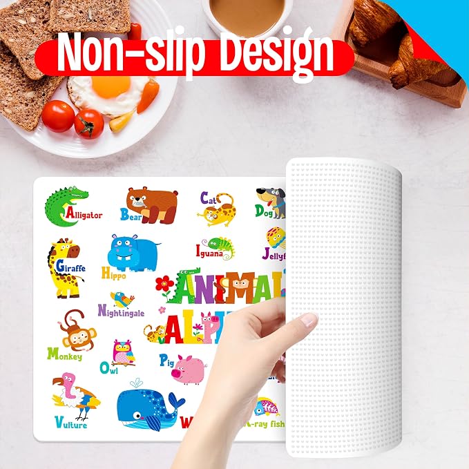 6 Pack Placemats for Kids, Non-Slip Washable, Reusable Animals, Ocean Themed - Image 5