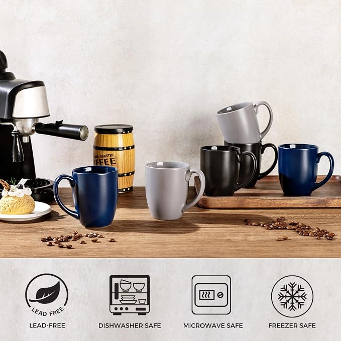 AmorArc 12oz Coffee Mugs Set of 6, Large Coffee Mugs - Image 4