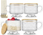INSETLAN Vintage Glass Coffee Mugs 14 oz Set of 4, Embossed Overnight Oats by INSETLAN