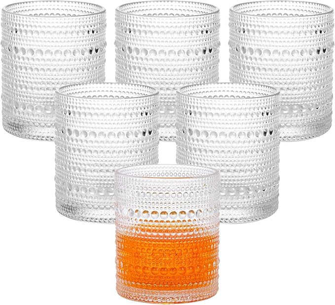 Moretoes Cocktail Glasses10 OZ Hobnail Drinking Glasses Set of 6 | Vintage by Moretoes