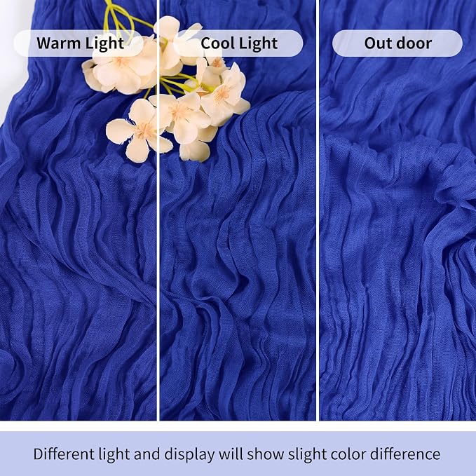 3 Pack Royal Blue Cheesecloth Table Runner 17x108 Inch Semi Sheer Boho Gauze - Image 7