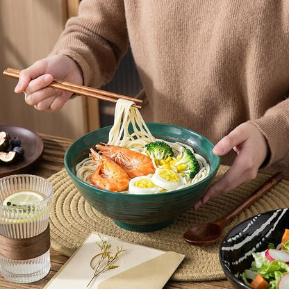 YUN TAO Ramen Bowl Set, 35 Oz Large Green Ceramic Ramen Bowls Set of 4 - Image 4