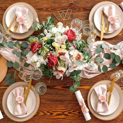Flower Napkin Rings Set of 12 Wooden Pink Rose Handmade Napkin Holders - Image 6