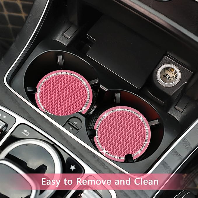 2PCS Bling Car Cup Coaster, 2.75 Inch Auto Cup Holder Insert Coasters Silicone - Image 6