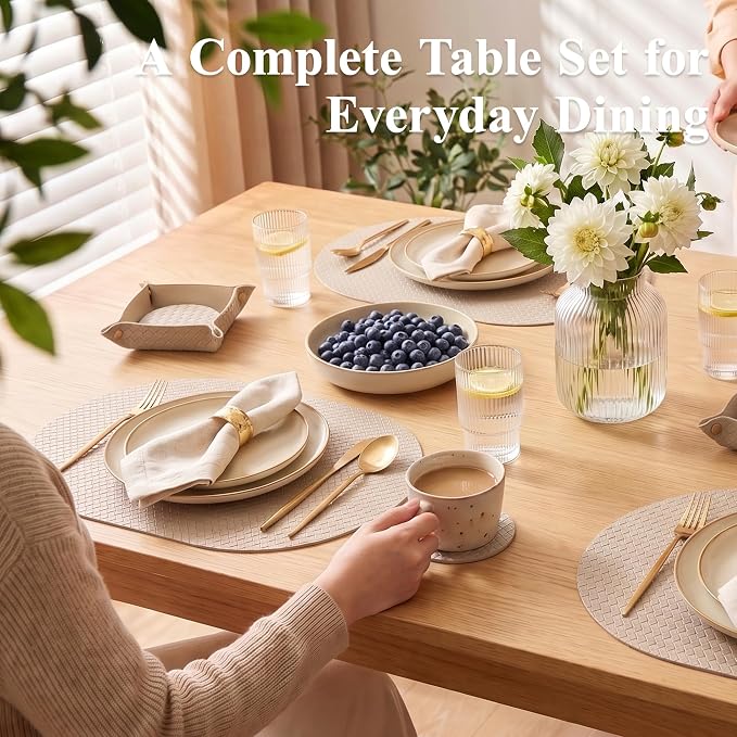 Woven Faux Leather Oval Placemats Set of 4/6 - Image 3