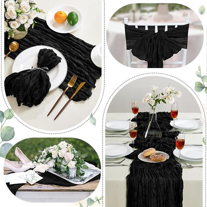 AGIRL 6 Pack Black Cheesecloth Table Runner 10FT Boho Gauze Home Decor | Rustic - Image 5