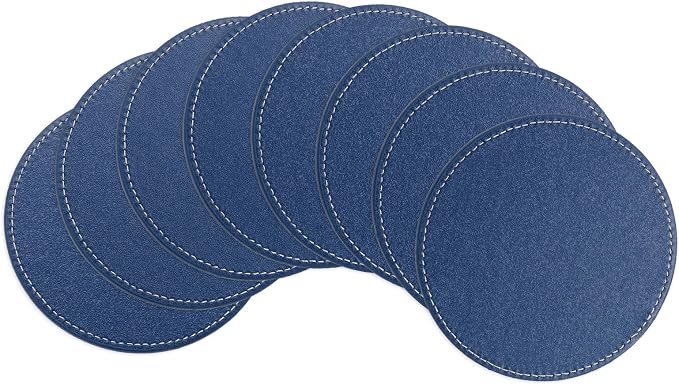 uxcell Round Drink Coasters Set of 8 White Stitched Dual Sided Non-Slip by uxcell