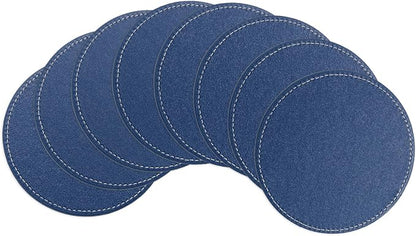 uxcell Round Drink Coasters Set of 8 White Stitched Dual Sided Non-Slip by uxcell