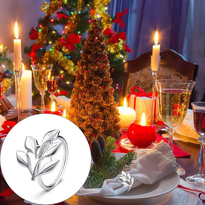 WILLBOND Leaf Napkin Rings Holders Fall Party Napkin Rings - Image 6