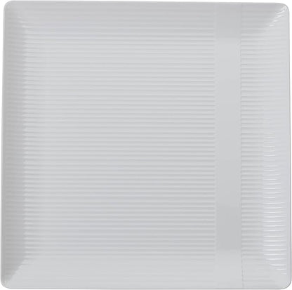 Crown Premium Heavy Duty Plastic Plates - Linear Squared (40 Pack) - Wedding China Like (6.5 Inch., White)