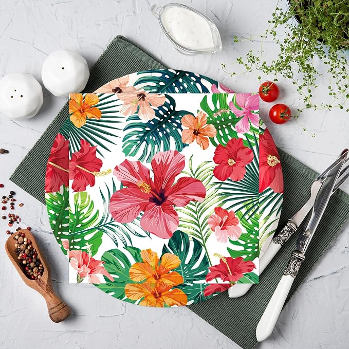 50PCS Hawaiian Luau Paper Plates and Napkins Party Decorations, 7inch - Image 2