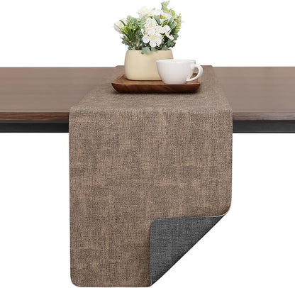 Table Runners 55 Inch Long, Dual-Sided Faux Leather Table Runner | Waterproof by Chitomars