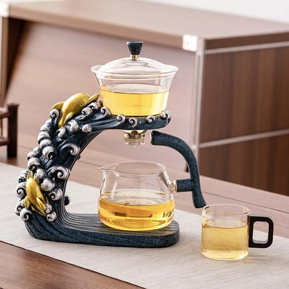 Zurucily Glass Teapot Set with Infuser Semi Automatic Tea Set Magic Teapot - Image 5
