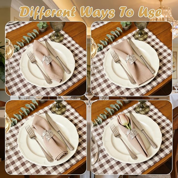 Napkin Rings Set of 24 Silver Napkin Holder Buckles | Leaf Shaped Napkin Ring - Image 3