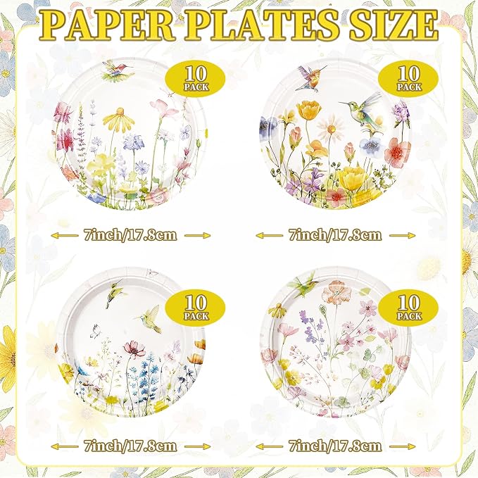 40 PCS Spring Floral Paper Plates - Image 6