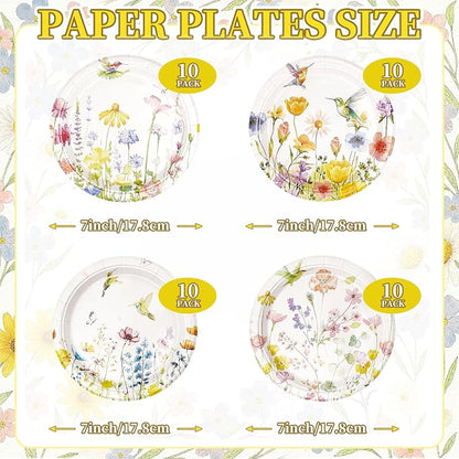 40 PCS Spring Floral Paper Plates - Image 6