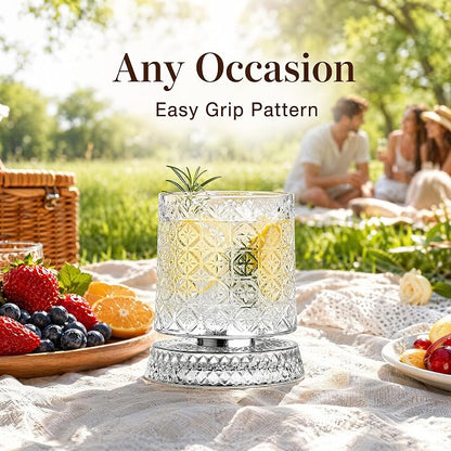 360° Rotating Whiskey Glasses Set of 2, Vintage Crystal Tumblers - Image 5